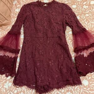 Vici Burgundy Lace Jumpsuit